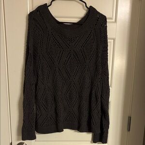 Dark Gray Open-Knit Sweater